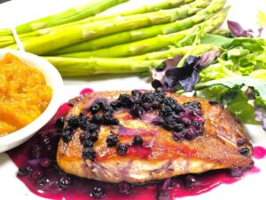 blueberry agrodolce salmon